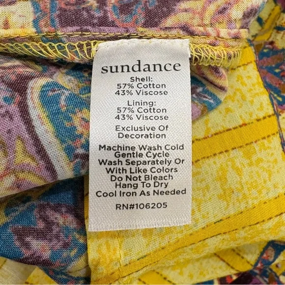 🌟SUNDANCE🌟BOHO PRINTED BORDER PRINT PEASANT BLOUSE YELLOW SZ XXS P - Picture 7 of 10